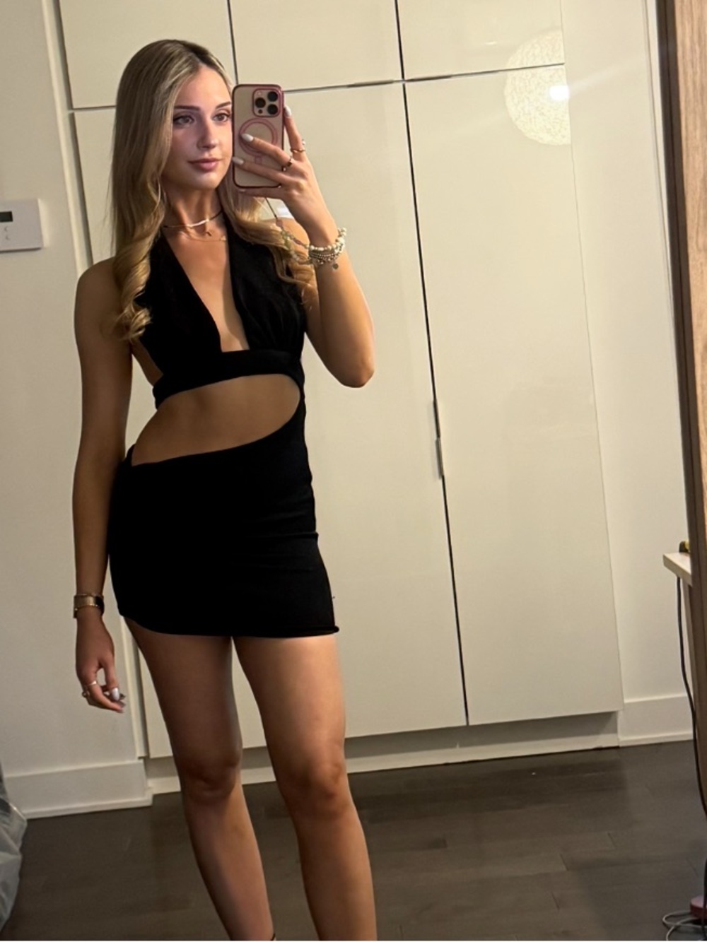 superdown Black Cutout Halter Mini Dress